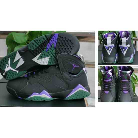 Air Jordan 7 Retro Women Shoes Black Purple Green